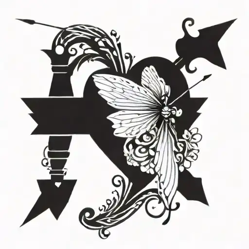 Heart Dragonfly Arrow