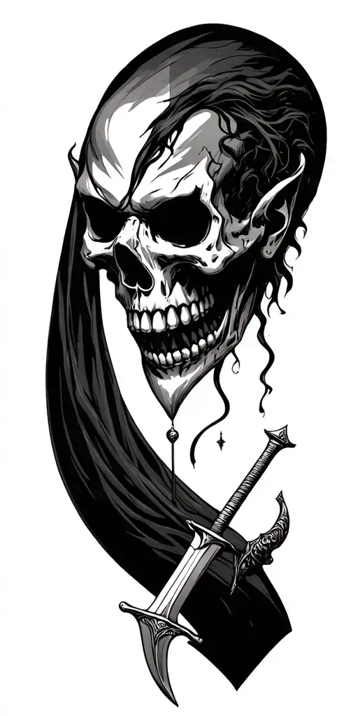 Skull Vampire With Sword Piercing