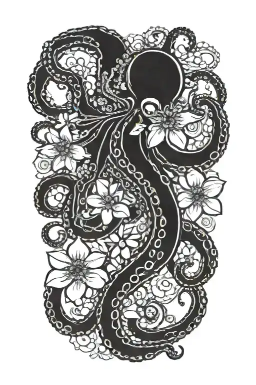 Octopus With Flowers Growing