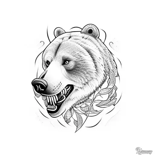 Lillies And Growling Bear