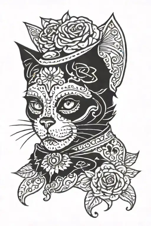 Sugar Skull Clown Cat Sitting