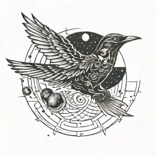 Space And Bird Flying