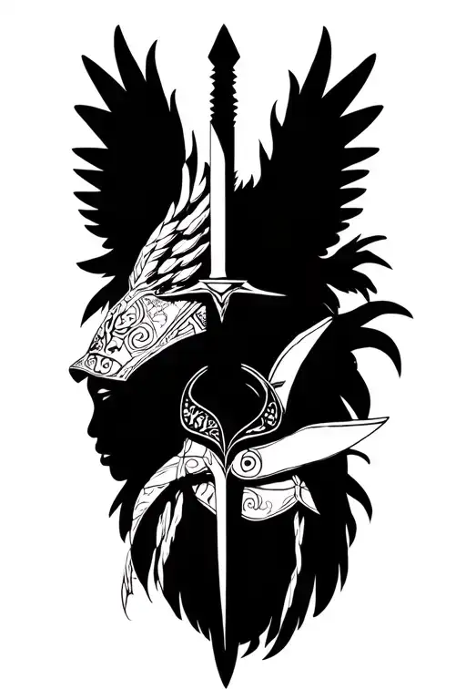 African Warrior Sword And Wings
