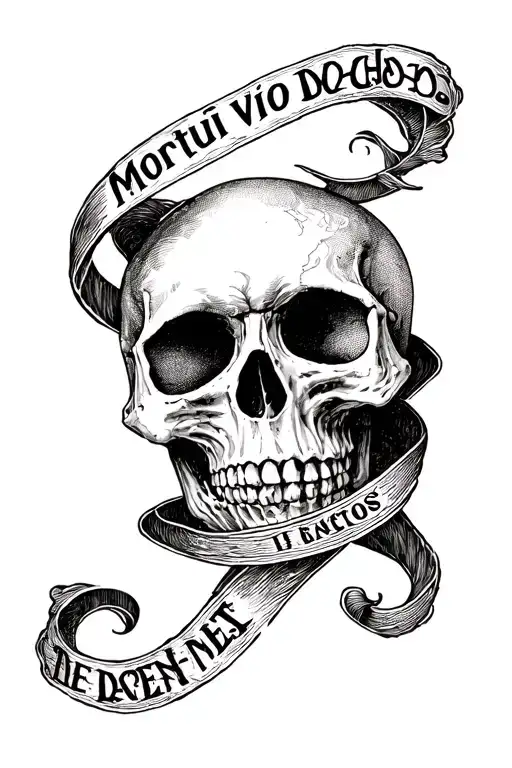 Mortui Vivos Docent Words Wrapped Around A Skull