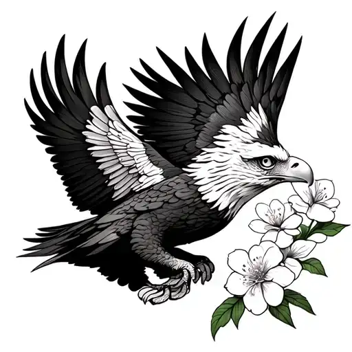 Eagle With Cherry Blossoms