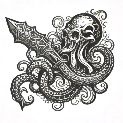 Kraken Wrapping Around A Dagger