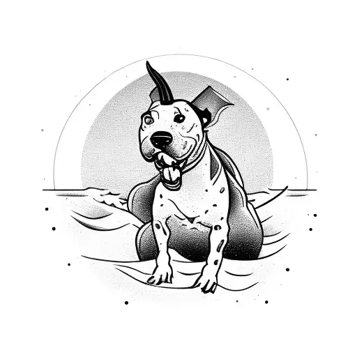 A Silhouette Of Your Dog Pirate Bull Terrier Running On The Beach At Sunset