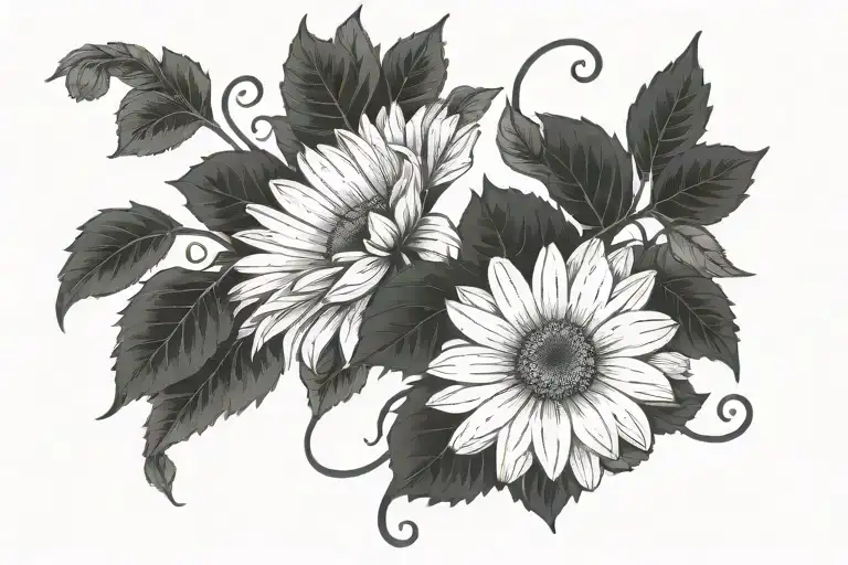 One Gerbera And Many Irish Ivy Leaves Intertwined Within