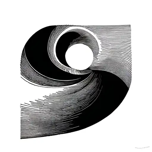 Negative Space Circular Polymorph Style Tattoo Of Thin Blackwork Lines Up The Neck