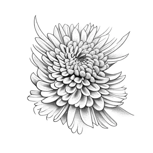 Hawk Wing Wrapped Around A Chrysanthemums Flower