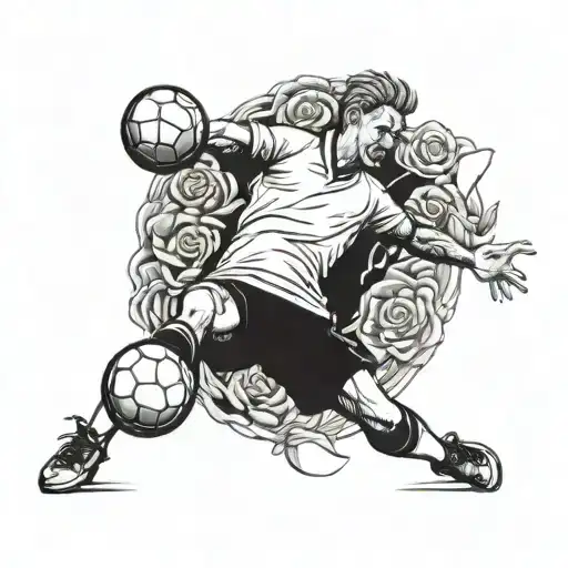 A Footballer Kicking A Rose Instead Of A Ball