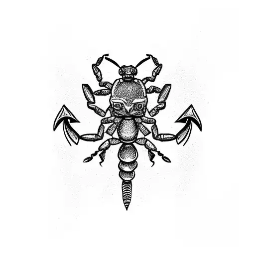 A Scorpion Wrapped Around An Anchor With A Dove Perched On Top