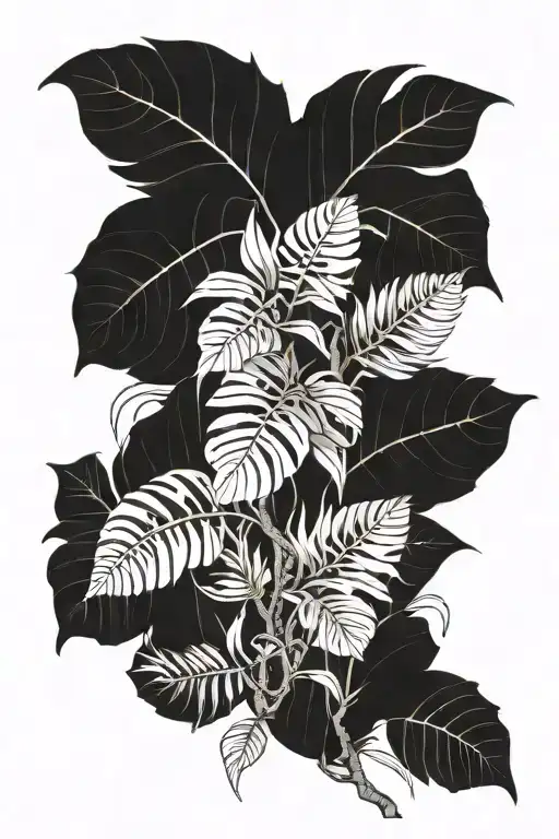 Tropical Plant Leaves Intertwined