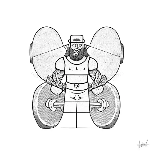 A Fierce Viking Warrior Lifting Weights In A Gym