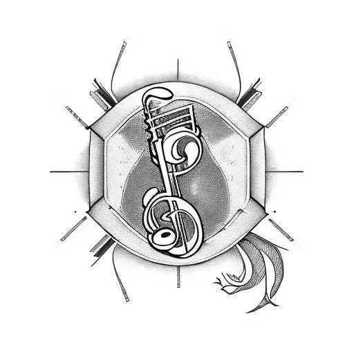 A Detailed Blackwork Tattoo Of A Music Sheet With Overthinking Symbols Incorporated