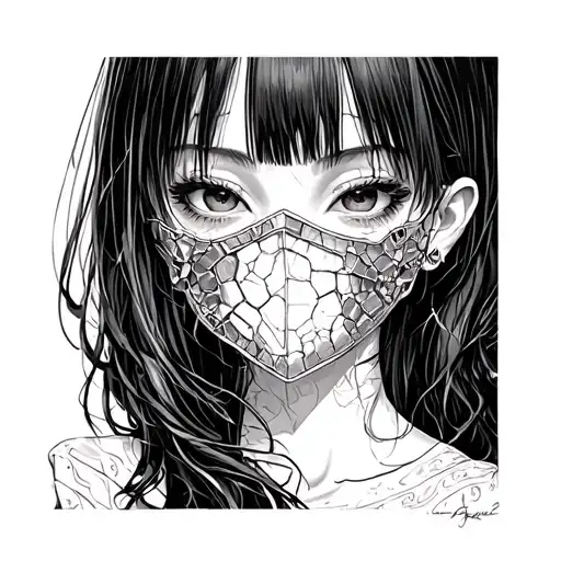 Anime Girl With Broken Glass Mask