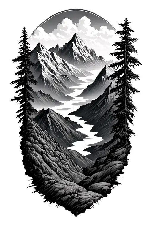 Mountain And Valley Intertwined With Eachother