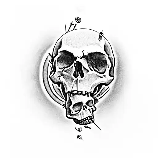 Skull With A Bullet Shot And Flowers Coming Out Of Hole