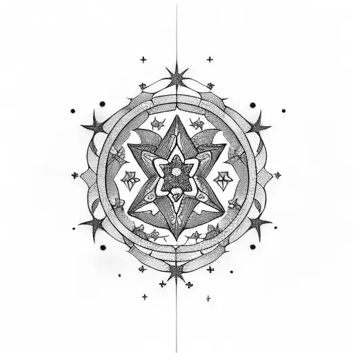 A Virgo Symbol Incorporated Into Flowers And Stars