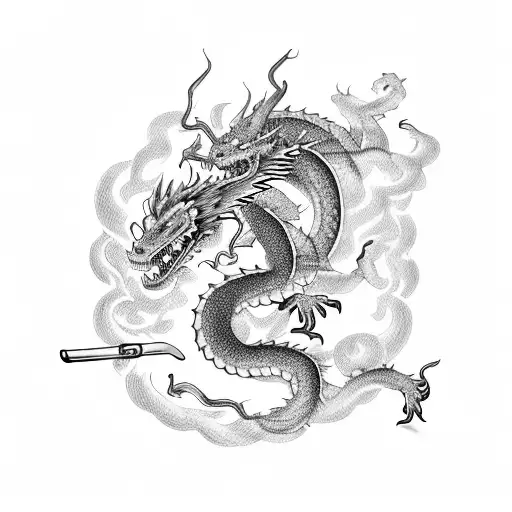 Smoke Dragon And Samurai