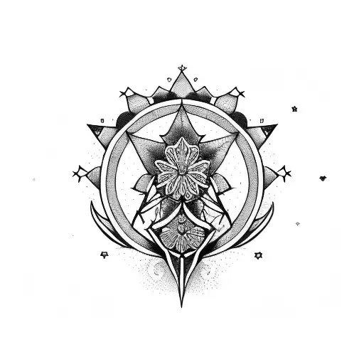 A Virgo Symbol Incorporated Into Flowers And Stars