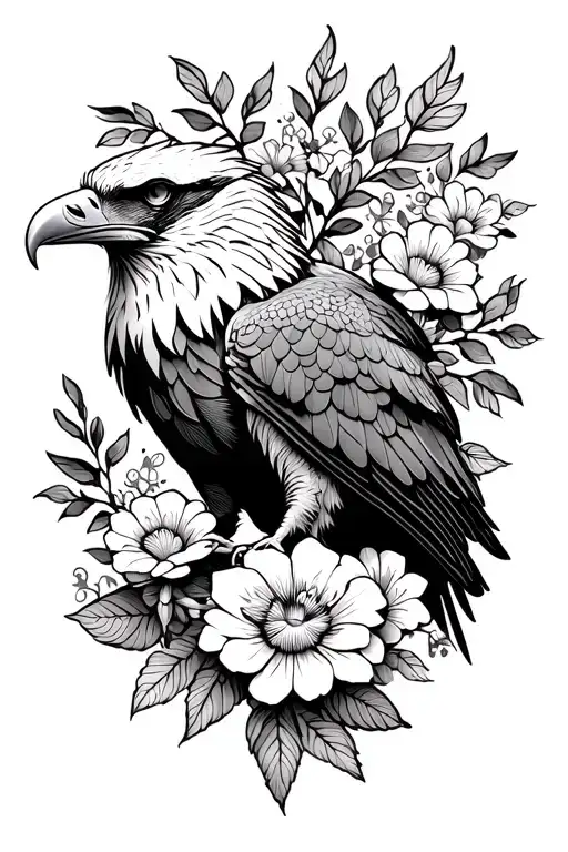 Eagle With Flowers