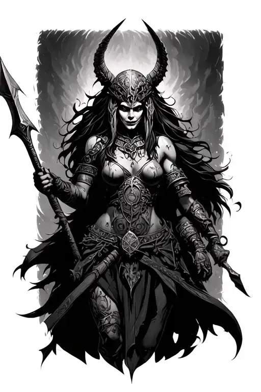 Evil Halfdead Valkyrie Warrior Wielding Spear