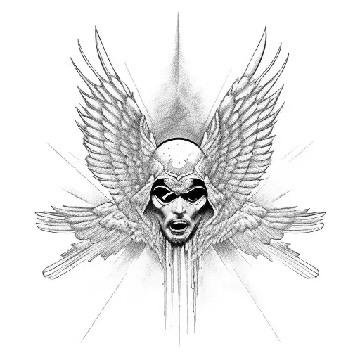 Contemporary Icarus Fallen Angel Outlines Detailed Dramatic Shadows