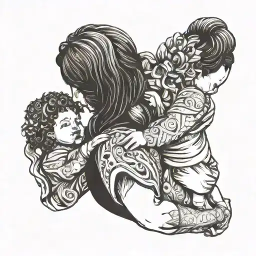 Woman Holding Her Baby In Her Arms Representing Maternal Love