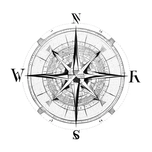 Flat Lay Map With Compass
