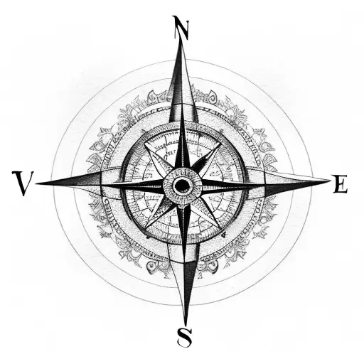 Compass With Flowers And Leaves