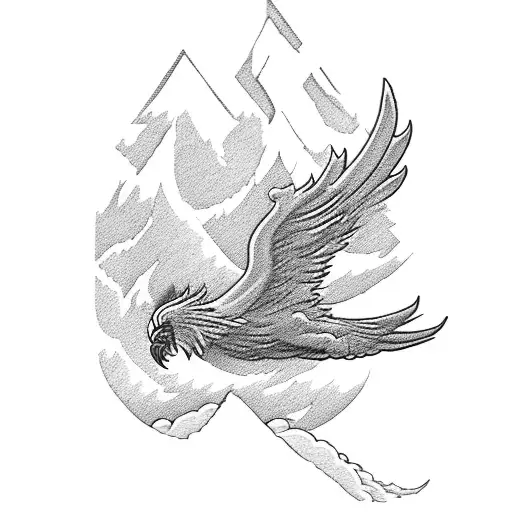 A Majestic Phoenix Soaring Over A Mountain Range