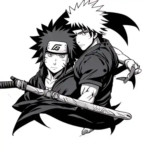 Anime Tatoo With Kakashi From Naruto And Roronoa Zoro From One Piece