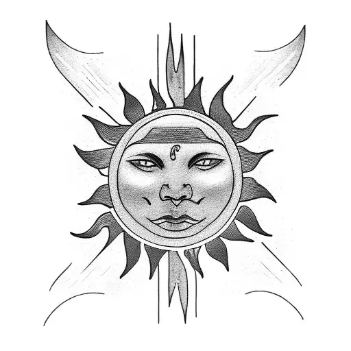 Sun With Face For Tarot Card