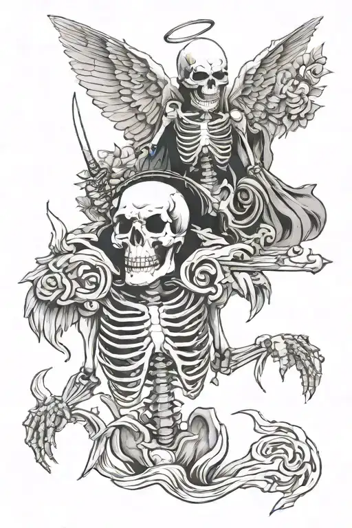 Skeleton And Angel Half Demon