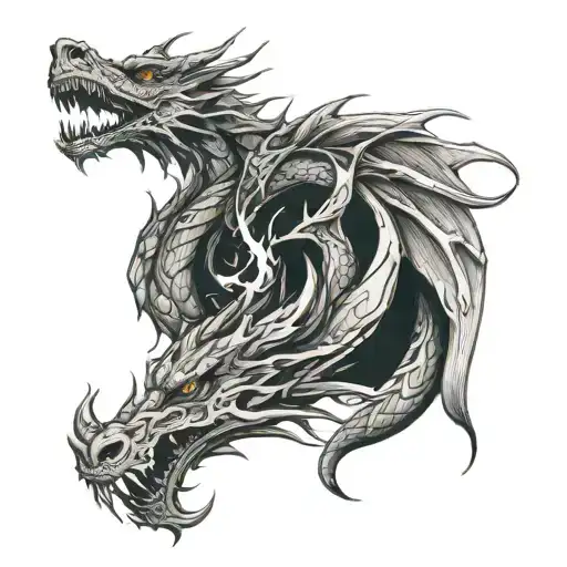 Dragon And A Wolf Face