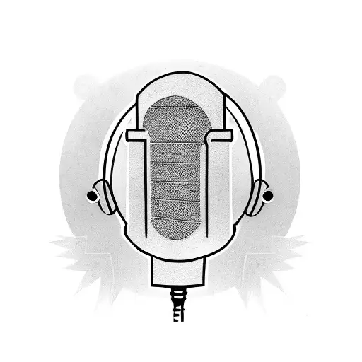 A Tattoo Design That Combines Music Notes And A Vintage Microphone