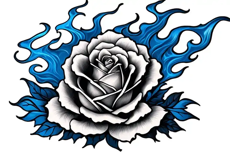 Blue Flames Grey Smoke Blue Rose