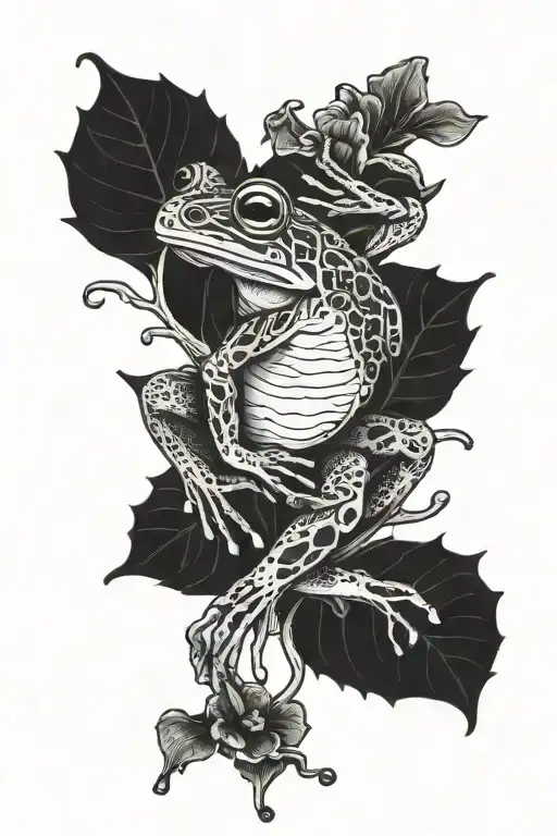 Frog On Flowery Branch