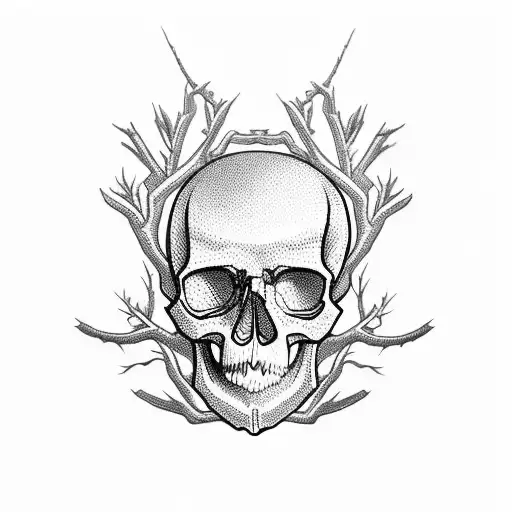 Skull Made Out Of Branches And Trees