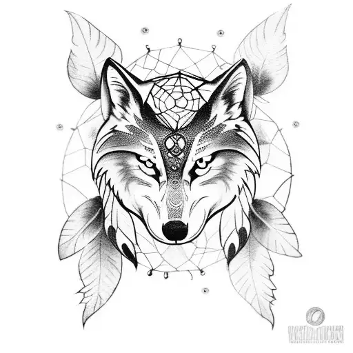 Dream Catcher Wolf Owl With Waterfall In The Background