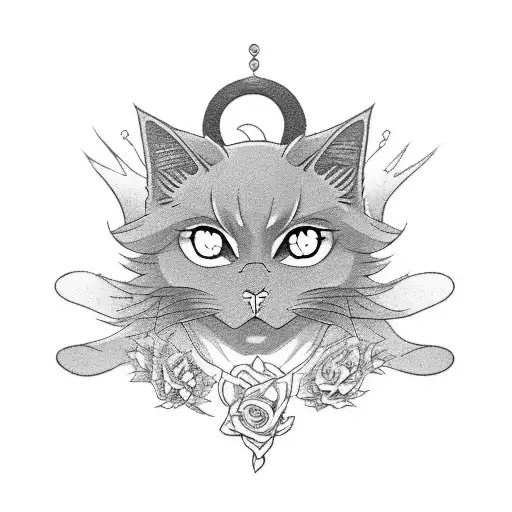 A Scene Inspired By An Anime Series Featuring A Black Cat And A Mysterious Crow