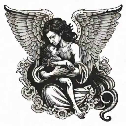 Angel Holding Demon Severed Head