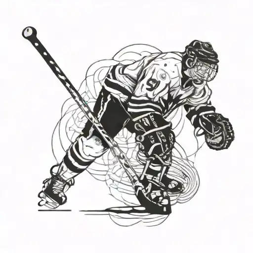 Hockey Player Filed Hockey With The Heart Beat Line