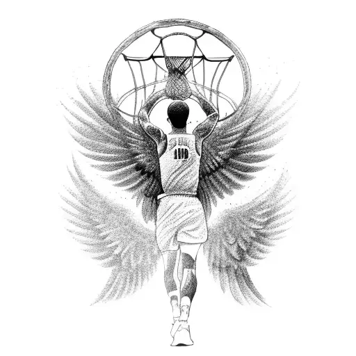 A Basketball Player Breaking Free From Chains With Wings Of Freedom