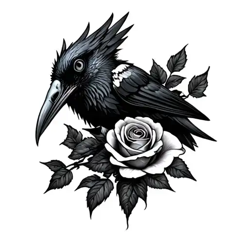 Zombie Raven With A Rose As It's Eye Inside