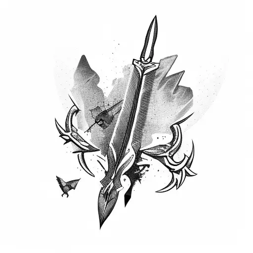 Bloody Dagger Birds Flying Beside Them