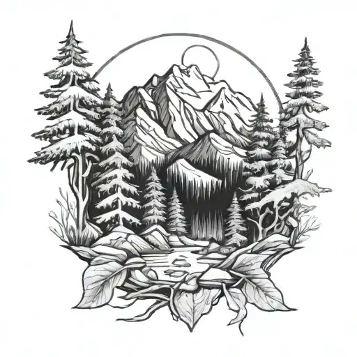 Forest And Rocky Mountains