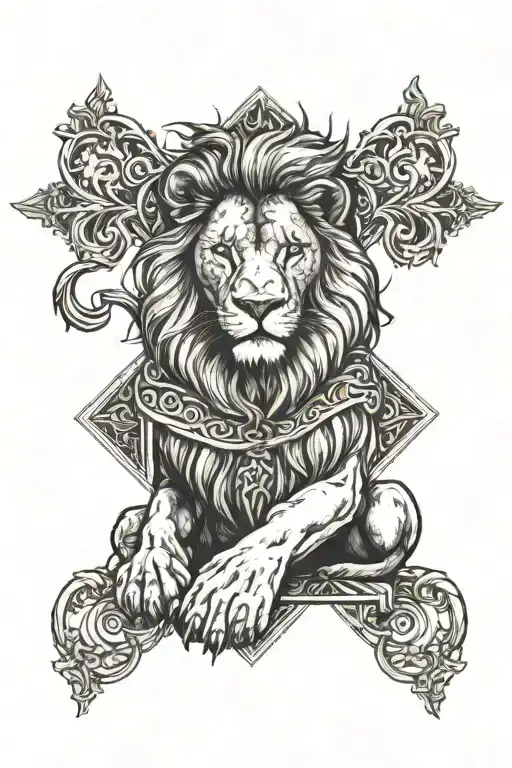 Lion With A Religious Cross