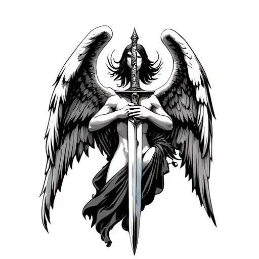 Fallen Angel Holding A Dagger